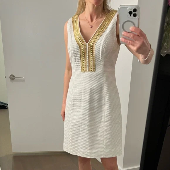 Lilly Pulitzer | Dresses | Lily Pulitzer White Gold Grecian Dress | Poshmark
